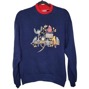 Vintage 90s Bird Board Meeting Whim Z Nature Crewneck Sweatshirt